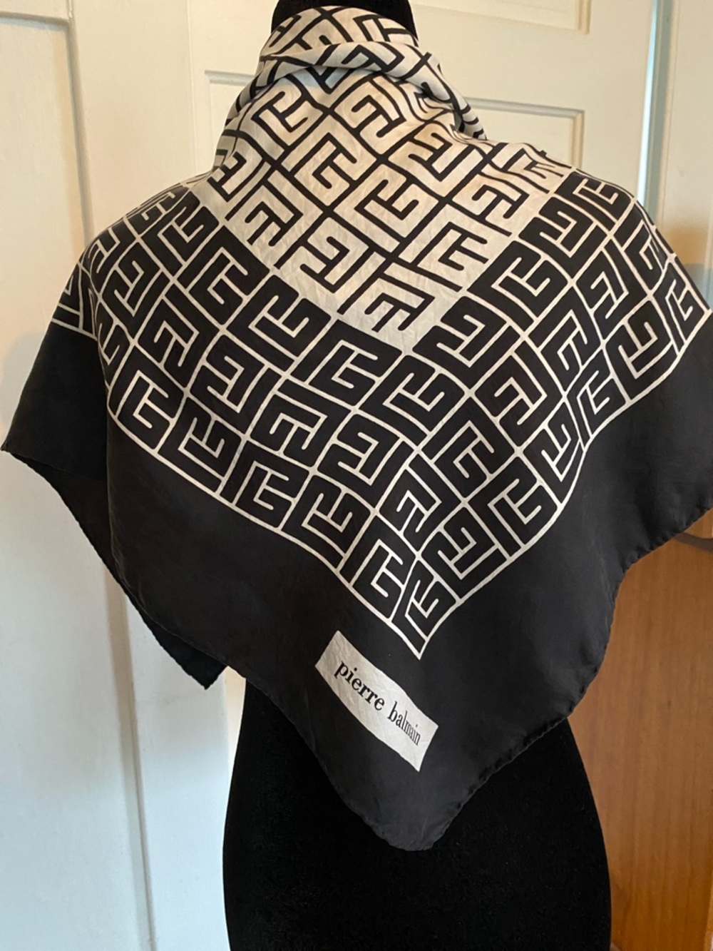 Pierre Balmain Silk Logo Geometric Square Scarf